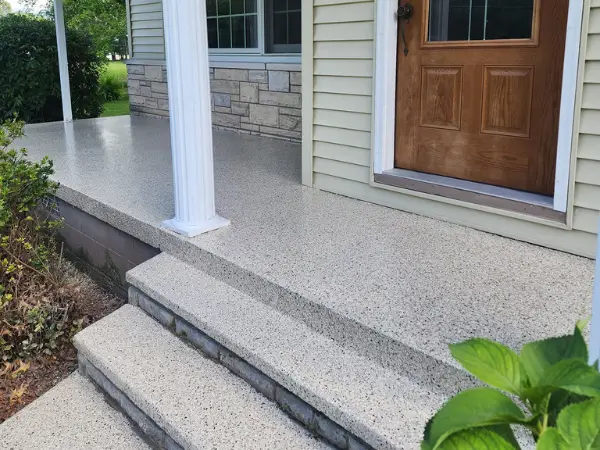 Patio after polyaspartic flake coating — Panther Coatings