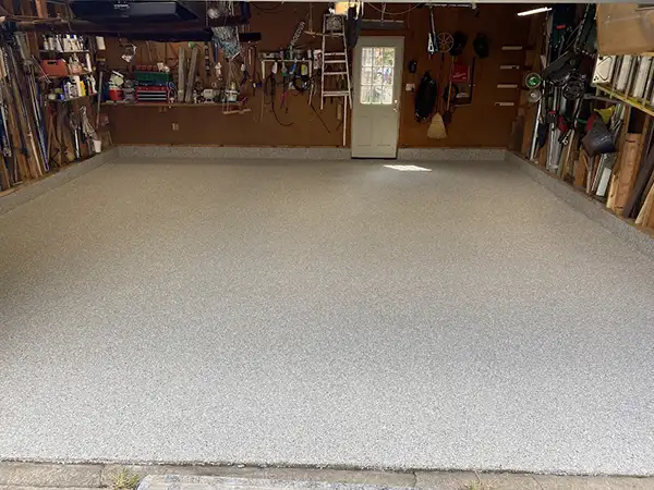 Garage floor after coating — durable polyurea finish